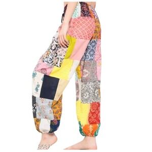 Vintage Jack Pot New‎ York Patchwork Harem Pants 90s Y2K Boho Festival Cotton